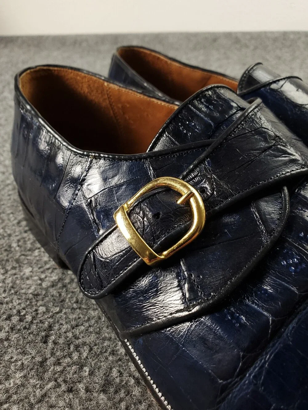 Michele Loisi Alligator Leather Monk Strap Exotic Skin Shoes 14 Italy Luxury